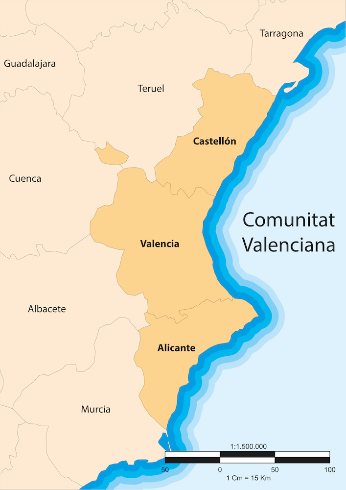 Провинция Аликанте на карте Испании