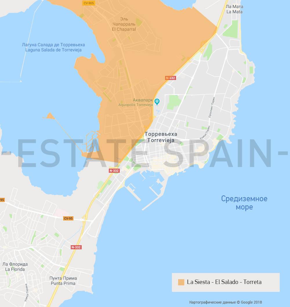 Карта города: район La siesta — El Salado — Torreta